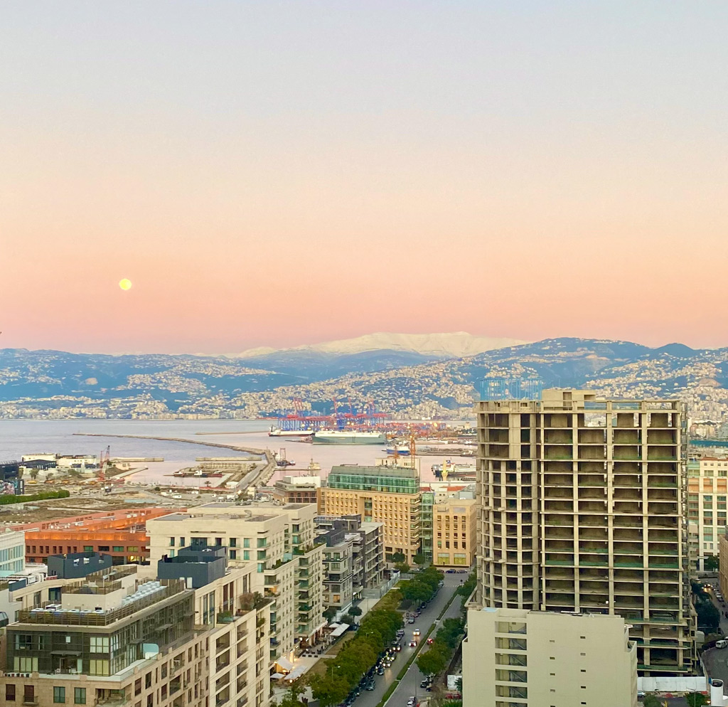 January 2022 | Moon rising over the Port of Beirut